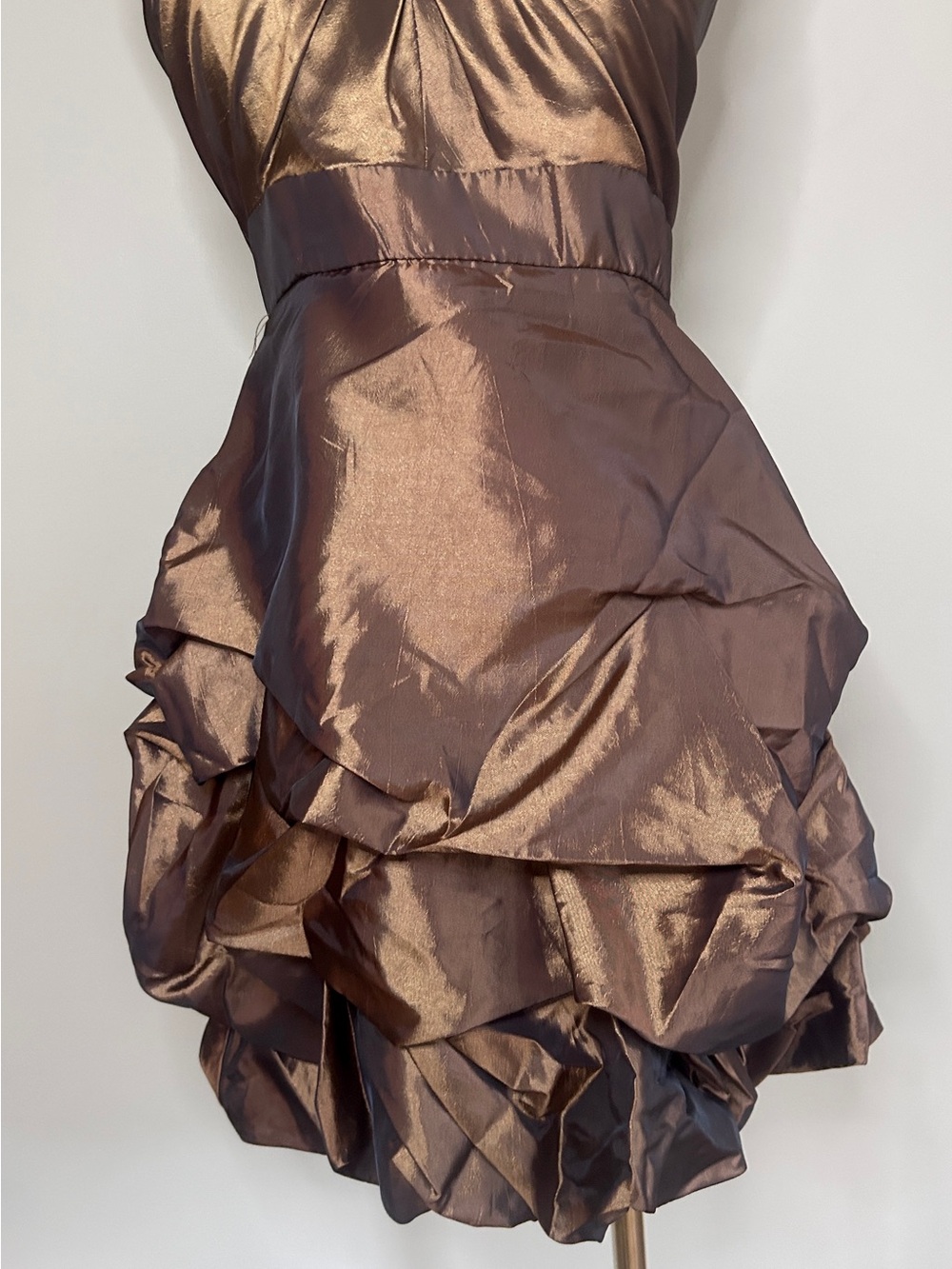 Y2K Masquerade Brown Beaded Halter Ruffle Bubble Hem Party Dress Homecoming 7/8 - Picture 6 of 14